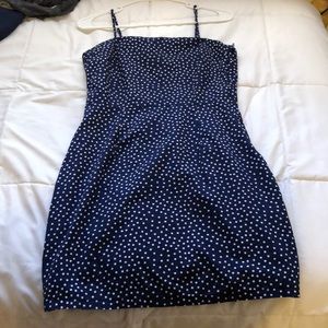 Polka dot navy blue and white mini